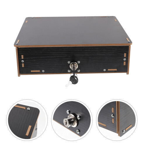1Boîte Multifonction En Bois Noire Pour Rangement D'argent 1