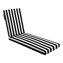 Arden Foam Chaise Lounge-kussen voor buiten, 21 x 72 Gemaakt met ProFoam, regenbestendig, lichtbestendig, zwarte Cabana-streep