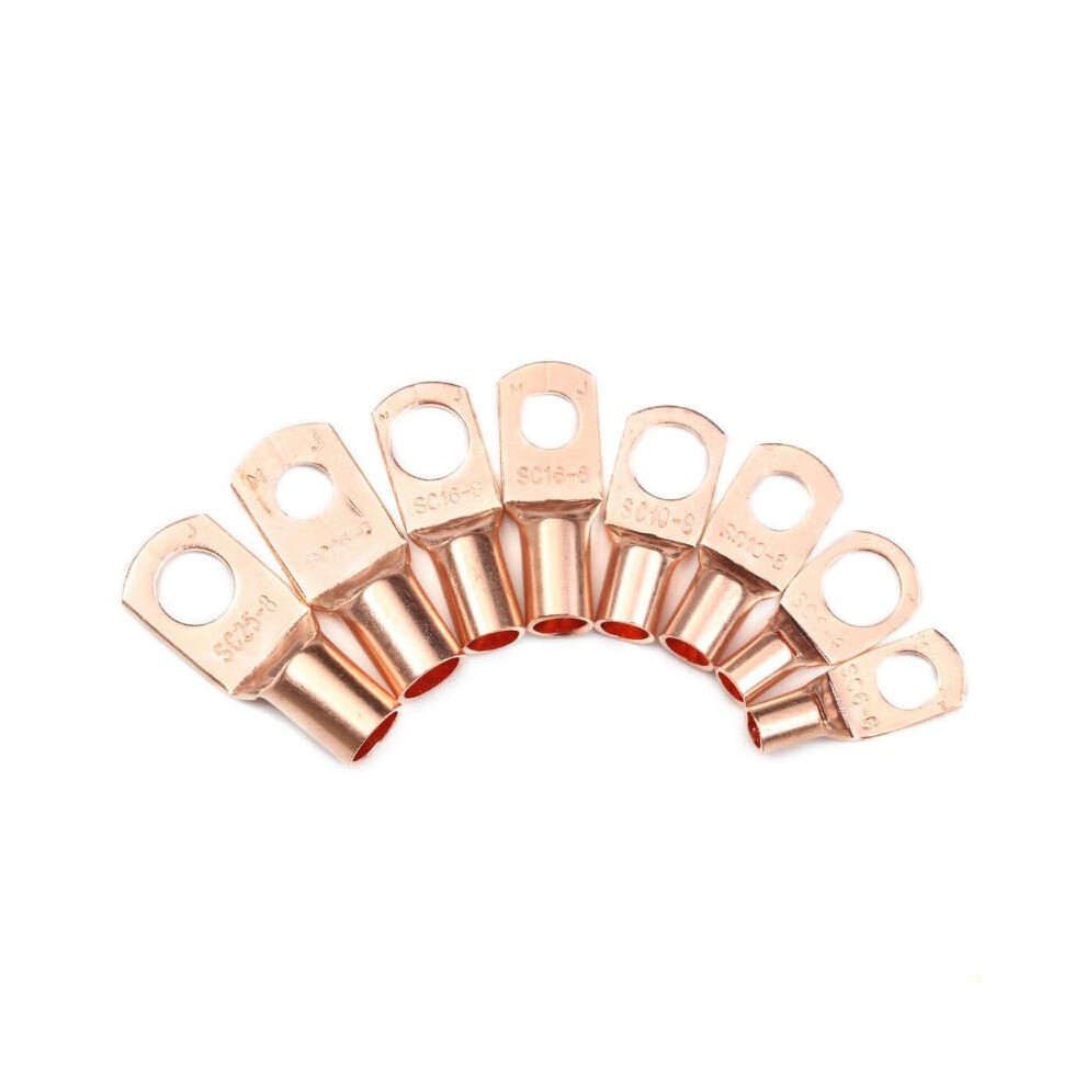 Copper Lug Ring Wire Connectors Cable Crimp Terminal Sc6-6 Sc6-8 Sc10-6 Sc10-8 Sc16-6 Sc25-6 Sc25-8 10Pcs 9016109437365