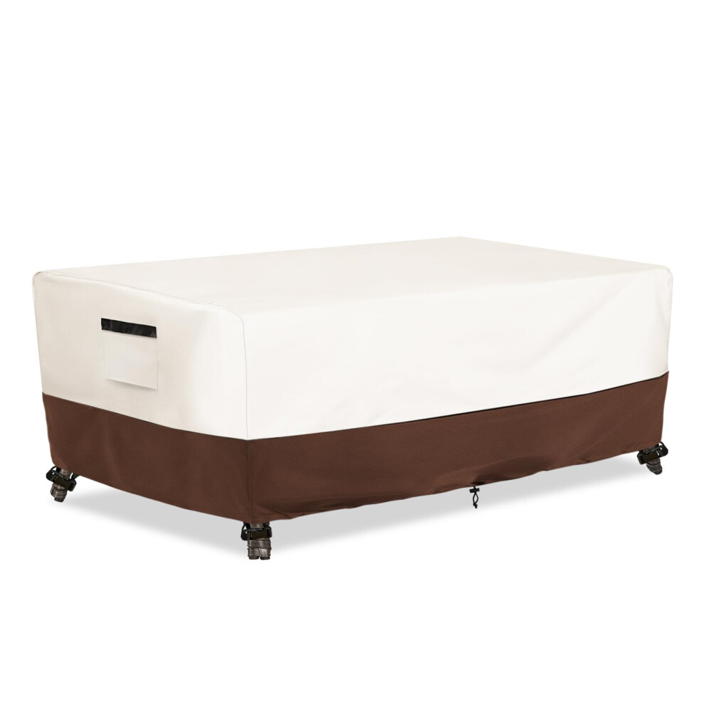 Osileyo Outdoor Patio Coffee Table Cover Waterproof Rectangular Patio Side Table Cover Patio Furniture Covers 36 x 24 x 16 inch Beige & Brown-image-OPC-PM92V8F-NEW