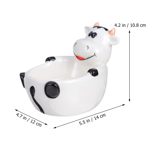 1Pc Cartoon Animal Ceramic Bowl White Practical Food Container 1