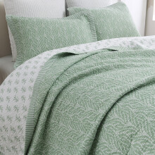 SahSahCasa Quilt S?t Queen Size 100% Bomuld Quilt Senget?ppe Senget?ppe Botanisk M?nster Ensfarvet Chic Letv?gts Quiltet Dyne til Queen Bed Hvid/