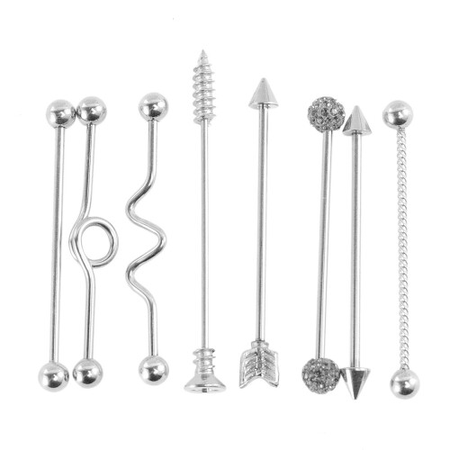 pendientes industriales inoxidable flechas barra roscada unisex 2