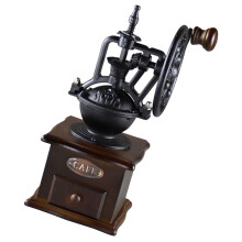 wooden manual coffee grinder hand crank mill for kitchen use
