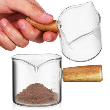 2Stk Glas Kaffeetassen Mit Skala Espressoshot Und Latte Art Pitcher