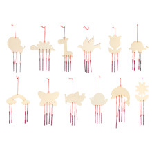 12Stk Buntes Holz Windspiel DIY Doodle Hängend Für Wohn Dekor