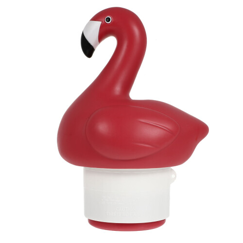 flotteur distributeur de chlore piscine forme flamant rose