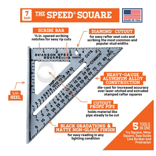 SWANSON Tool Co., Inc SW1201K Pacchetto Valore 7" Speed Square e Big 12 Speed Square 2