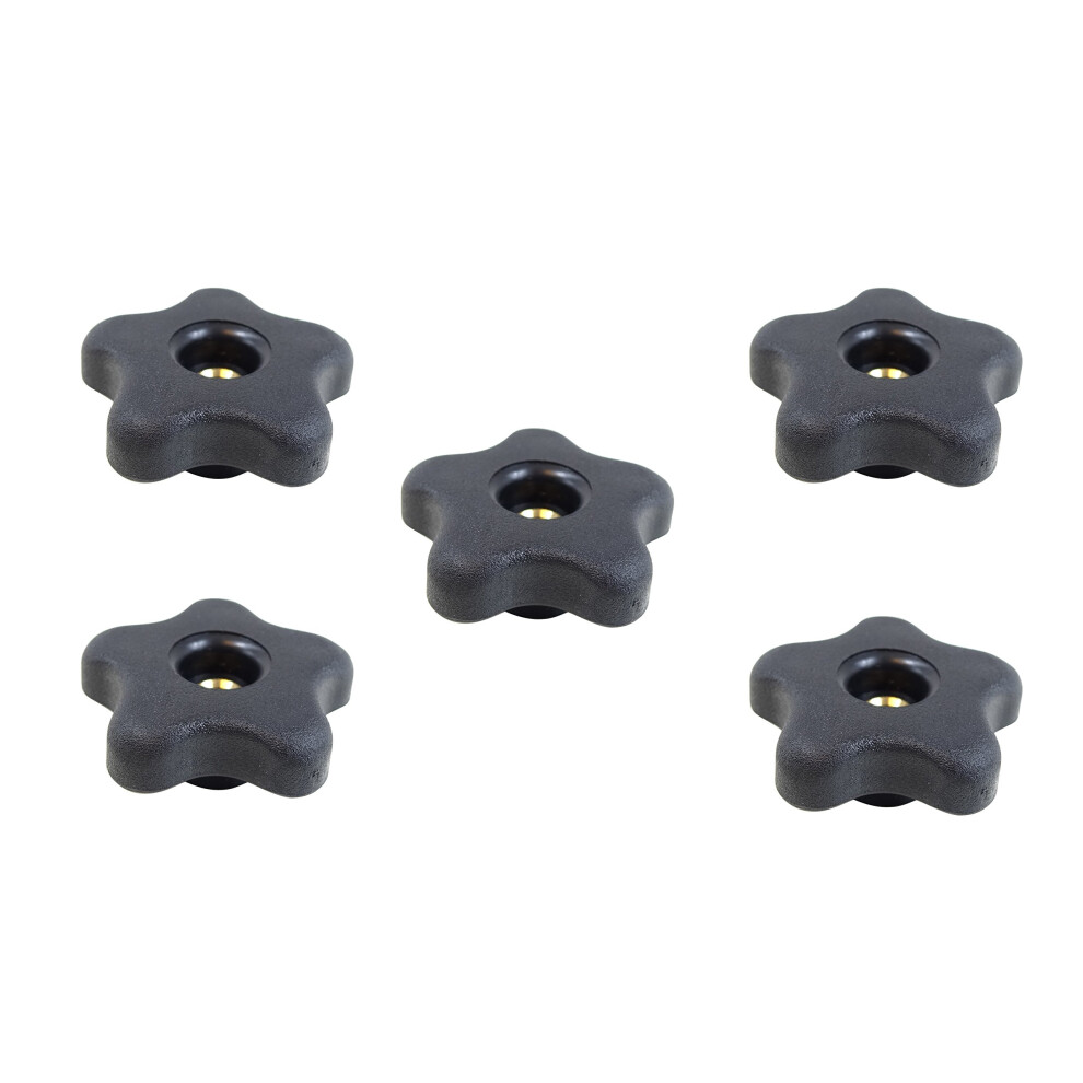 Powertec 5 Pack 5/16""""-18 5 Star Knobs Threaded Clamping Knobs For T Track & Table Saw Accessories Featherboard Woodworking Jigs On Miter Saw Rou 709619857981