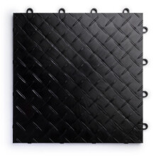 Big Floors RaceDeck Diamond Plate Design Duurzame in elkaar grijpende modulaire garagevloertegel (zwart, 12 stuks van 12 x 12"" tegels)