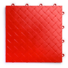 Store gulve RaceDeck diamantpladedesign Holdbar sammenl?sende modul?r garagegulvfliser (r?d 24 pakke med 12 x 12"""" fliser)