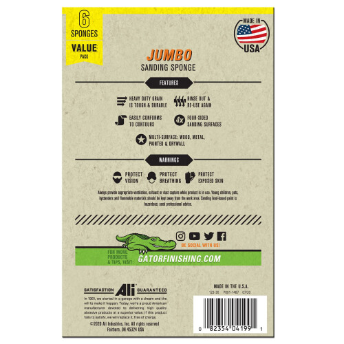 Gator Multi-Surface slibesvamp 3"""" x 4"""" x 1"""" 80/120 Grit Medium/Fin 6 Pack 1