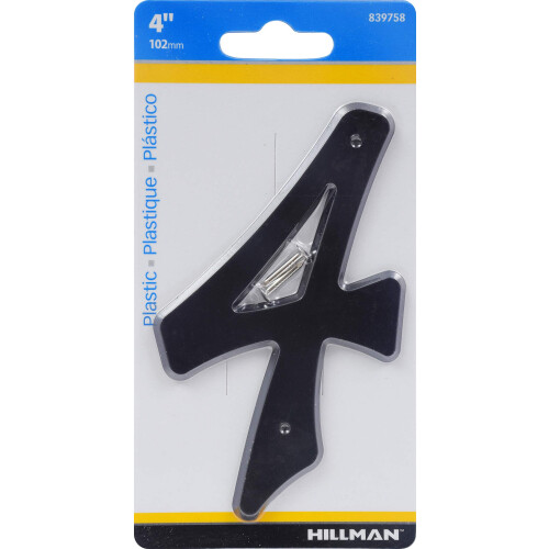 Hillman 839758 Sort husnummer 4 4-tommer s?mplast 1