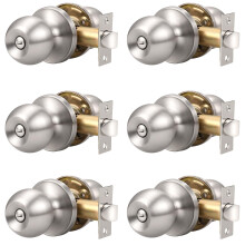 Knobonly 6 Pack Sovev?relse/Badev?relse Satin Nikkel D?rknopper Privat D?rs?t Hardware Indvendig Kugleformet D?rh?ndtag