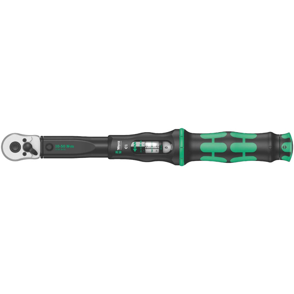 1 Pack - Wera 05075620001 Click Torque C 1 Adjustable Torque Wrench 1/2" Sq Dr 10-50Nm
