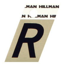 Hillman 840528 1,25 Zoll Buchstabe R Winkelschnitt Selbstklebendes Schild, Gold und Schwarz Aluminium, 1,375x1,125 Zoll 1-Schild