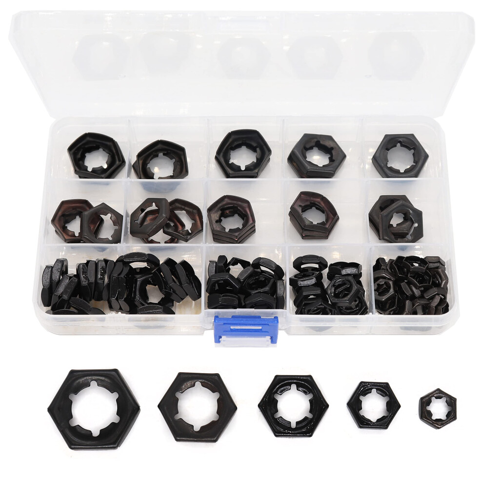 Pushnuts Kit Cseao 105Pcs Black Push On Lock Nuts Assortment Kit M6/ M8/ M10/ M12/ M14 613852391129