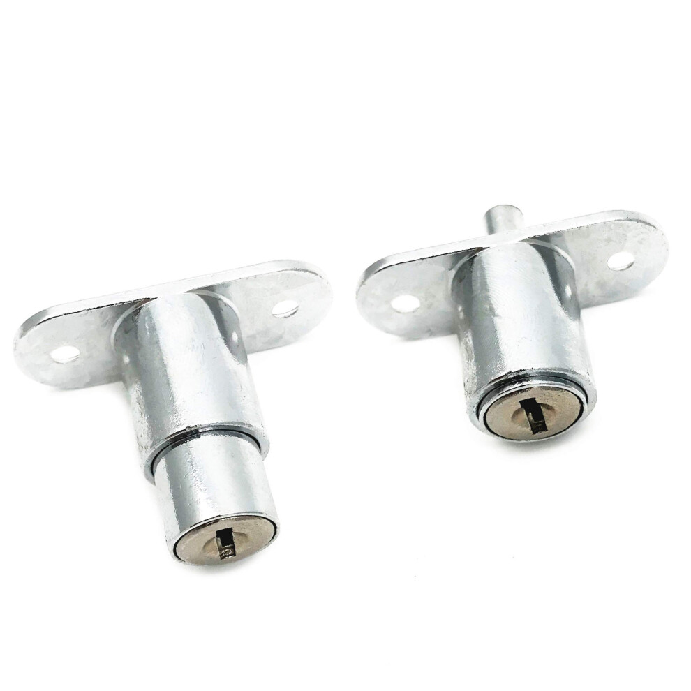 Xmhf Push Plunger Lock 19Mm Cylinder Zinc Alloy Chrome Finish 2Pcs Keyed Different 7704280845520
