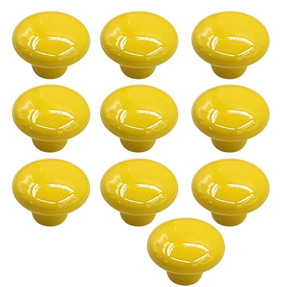 Mallofusa 32Mm Cabinet Ceramic Round Pull Knobs For Drawer Dresser Kitchen Wardrobe Handles 10 Pcs Yellow 749662789433
