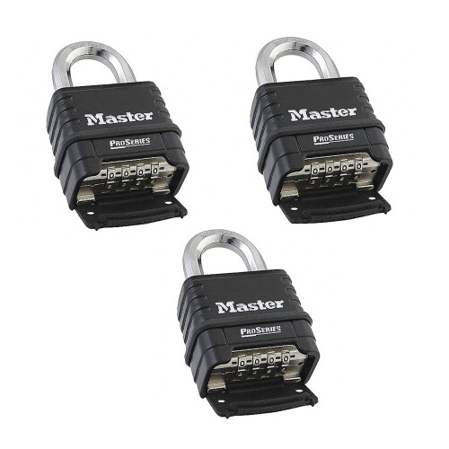 Master Lock MasterLock 1178D Combination Padlock Die Cast Body 3 Pack Black/Silver (Keyed Different)