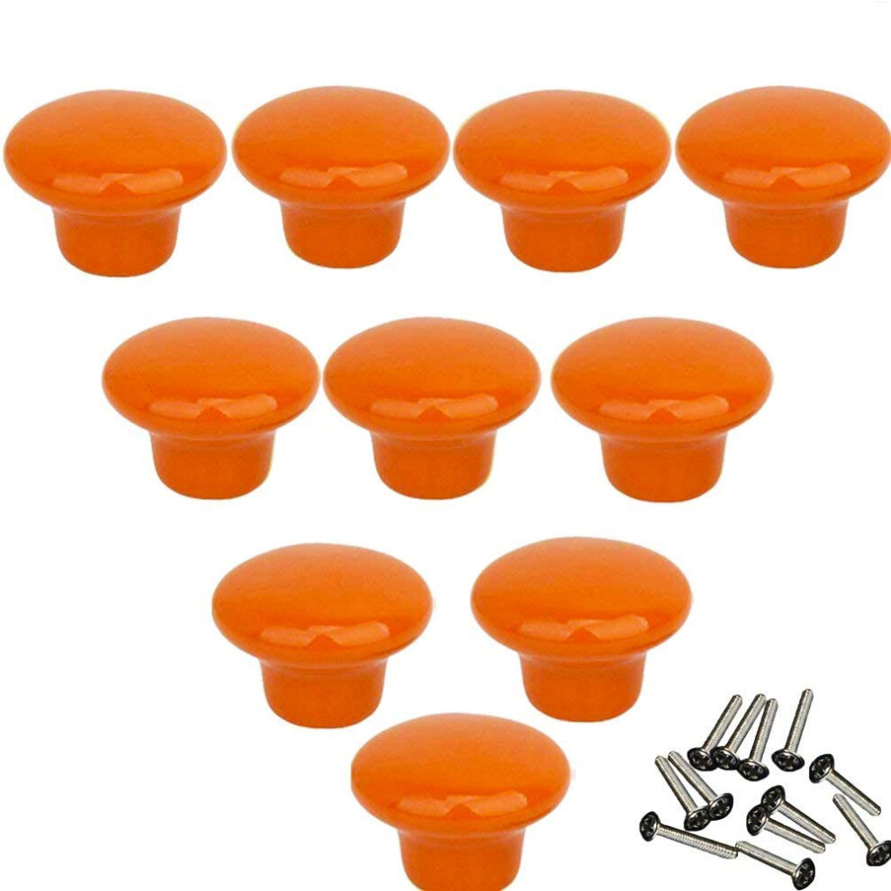Mallofusa 32Mm Cabinet Ceramic Round Pull Knobs For Drawer Dresser Kitchen Wardrobe Handles 10 Pcs Orange 749662789440