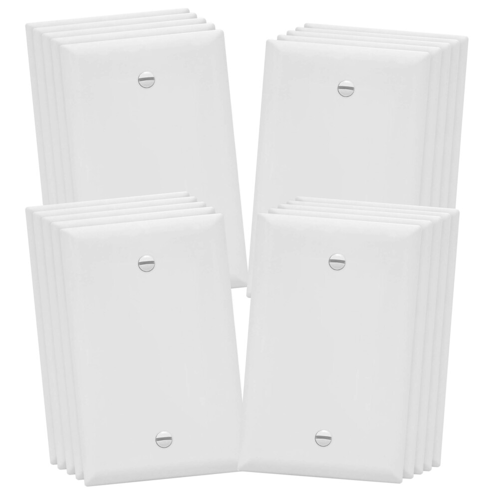 Enerlites Blank Device Wall Plate Gloss Finish 1-Gang 4.88"""" X 3.11"""" Mid-Size Unbreakable Polycarbonate Thermoplastic Ul Listed 8801M-W-20Pcs 883951467487
