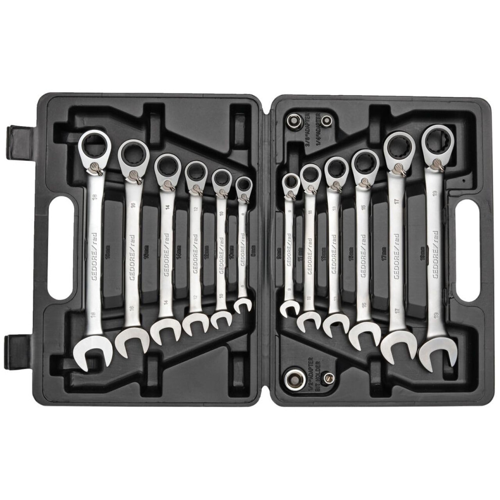 Gedore Red Combination Ratchet Spanner Set 8-19Mm 16Pcs (R07203016) 4060833000604