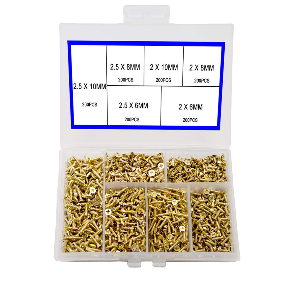 1200pcs M2 M2.5 Small Screws Phillips Flat Head Cross Wood Screws Self Tapping Screw Dssortment Cabinet Multifunctional DIY Micro Fasteners Screw Set-image-OPC-PC9WS5H-NEW