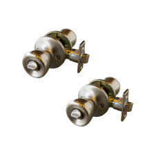 Design House 190504 Terrace Bouton de porte de lit et de salle de bain universel 6 voies en nickel satin, paquet de 2