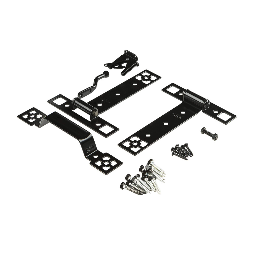 National Hardware Craftsman Gate Kit N109-316 With Gate Latch Gate Hinges And Gate Pull Black 886780023756