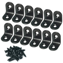 Eckstrebe Alamic, rechtwinklige Halterung, Edelstahl, schwarz, Eckstreben, Gelenk, rechtwinklige Halterung, Regalhalterung mit Schrauben, 20 x 20 mm
