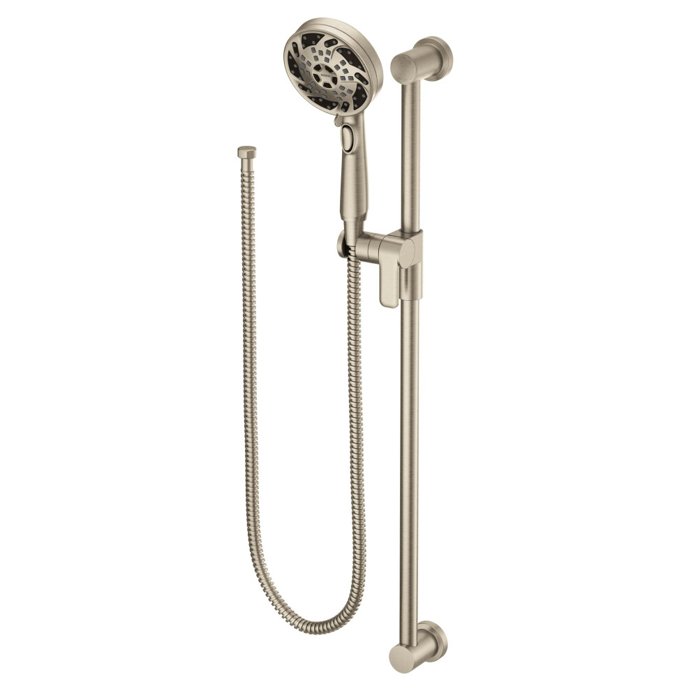 Photos - Shower Screen Moen 3670EPBN 5-Function Massaging Handshower with Toggle Pause Includes 30-Inch Slide Bar and 69-Inch Hose Brushed Nickel 