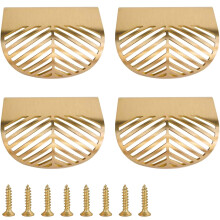 RZDEAL Maniglie per bordi in ottone massiccio per armadi, pomelli e maniglie in foglia oro spazzolato per cassettiera (4 lunghezza totale: 2-3/8""