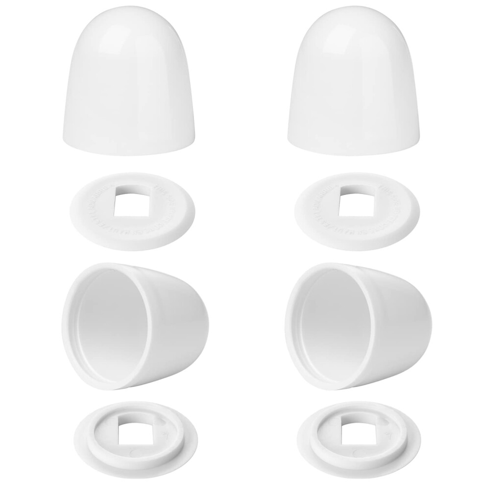 Canomo 4 Packs White Toilet Bolt Caps Toilet Seat Floor Bolts Caps Universal Floor Bolts Snap On Caps With Washers For Easy Installation 1.44 Inch H 746362572402