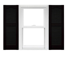 Mid-America Cathedral Open Louver Vinyl Standard Lukker - 1 Par - 12 x 25 002 Sort