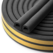 CloudBuyer Deur & Raam Weather Stripping, Geluiddichte Isolatie Strip met Zelfklevend Rubber, 16.5 Ft (Zwart)