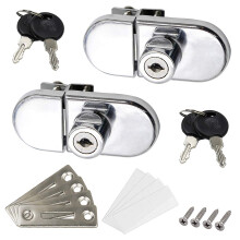 LC LICTOP No Drill Showcase Lock for 0.2-0.3 inch Glass Key Alike - Door to Door Mounting 2 Sets Chrome Oval 3.35 x 1.49 Inch Zinc Alloy Glass Loc