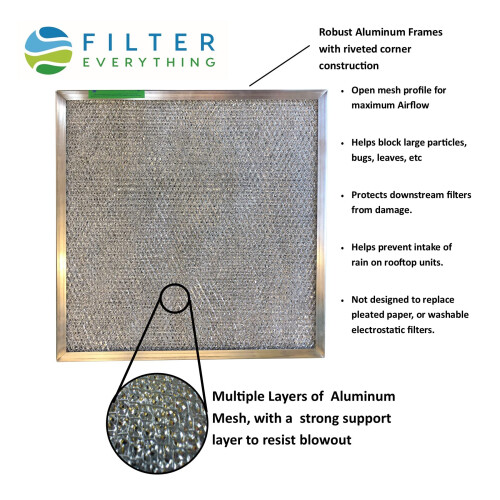 Filter alt vaskbart aluminium luftfilter - 20 x 20 x 1 1