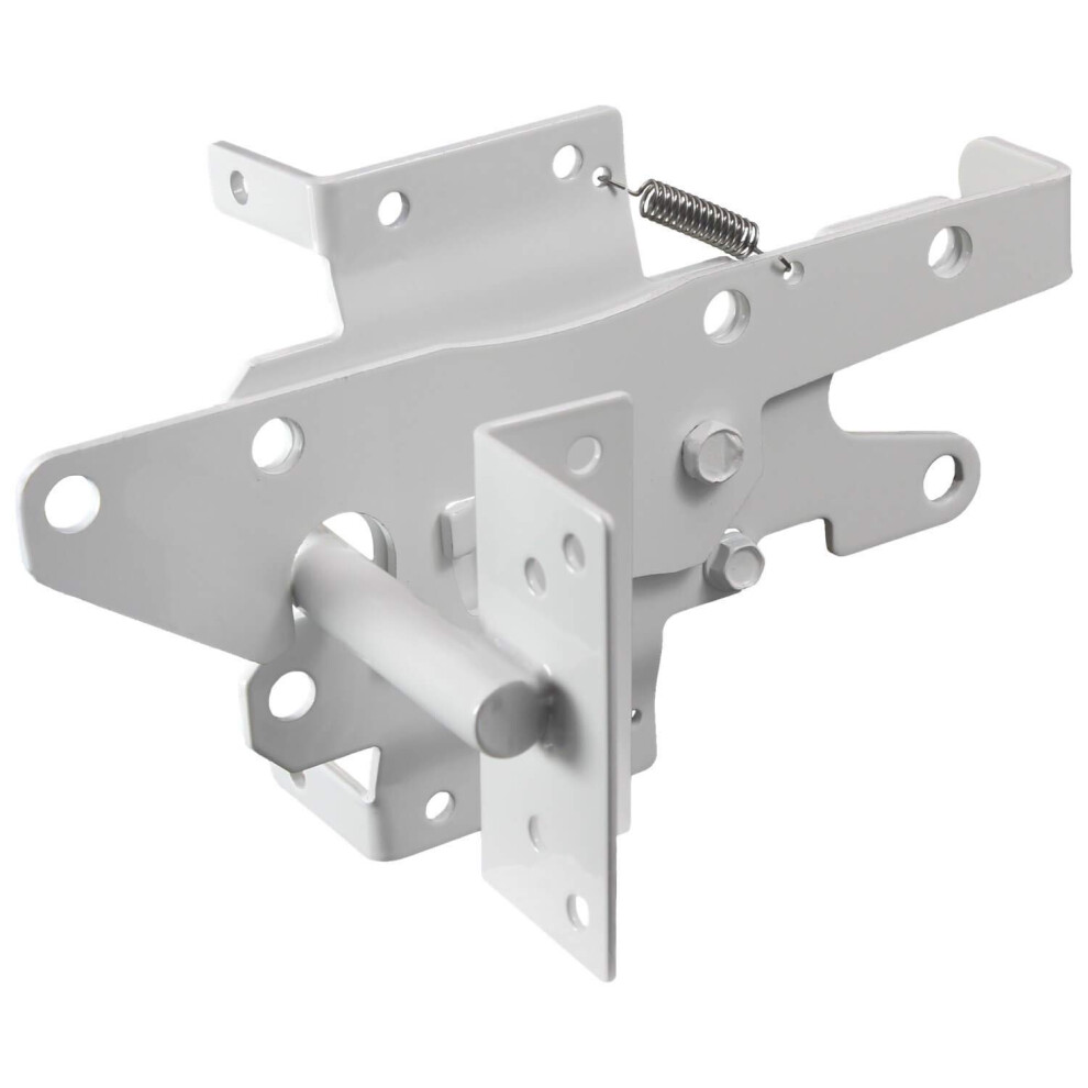 Jake Sales Vinyl Gate Latch White (For Vinyl Wood Pvc Etc Fencing) Fence Gate Latch W/Mounting Hardware - Gate Latches Have A 90 Degree Bracket Res 840129210443