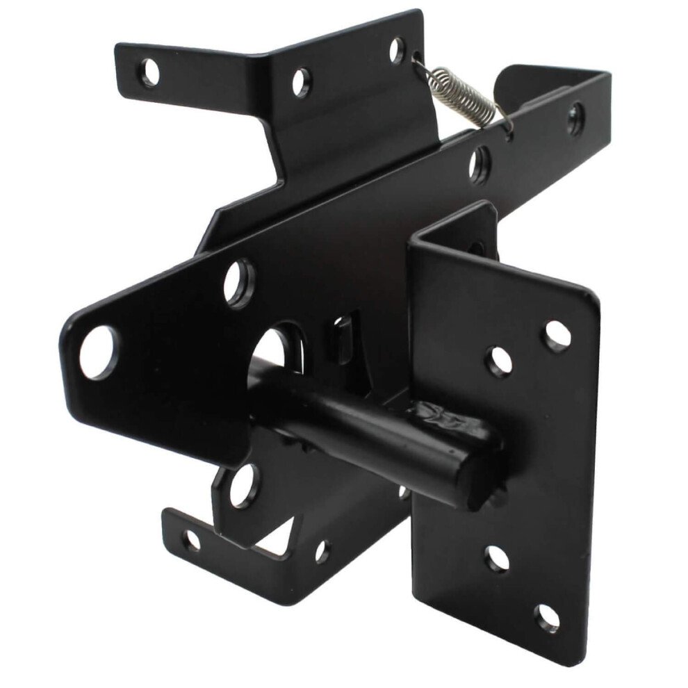 Vinyl Gate Latch Black (For Vinyl Wood Pvc Etc Fencing) Fence Gate Latch W/Mounting Hardware - Gate Latches Have A 90 Degree Bracket Resulting In A 840129210290