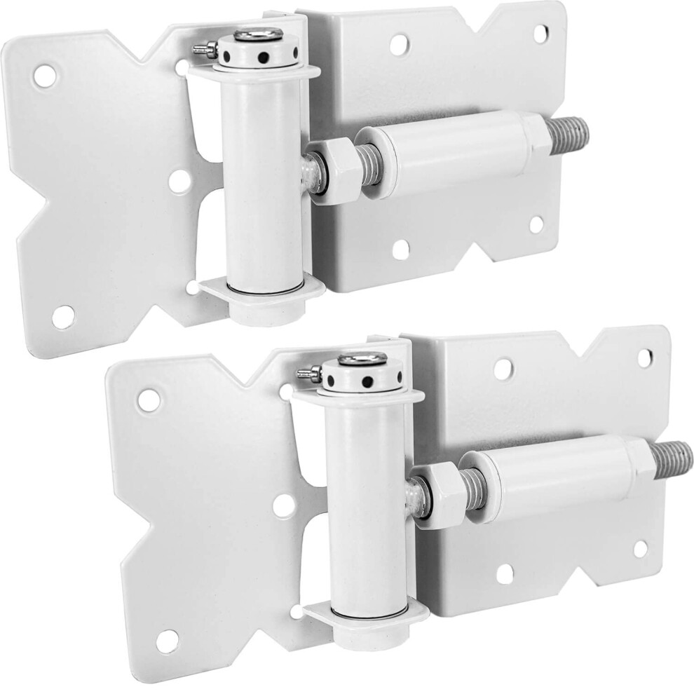 Self Closing Vinyl Gate Hinges - White - For Vinyl Pvc And Plastic Fencing: Vinyl Fence Gate Hinges W/Mounting Hardware 840129210313