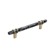 Amerock | Kabinettr?k | Marmor Sort/Gylden Champagne | 5-1/16 tommer (128 mm) Center-to-Center | Carrione | 1 pakke | Skuffetr?k | Skuffeh?ndtag