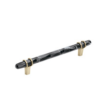 Amerock | Kabinettr?k | Marmor Sort/Gylden Champagne | 6-5/16 tommer (160 mm) Center-to-Center | Carrione | 1 pakke | Skuffetr?k | Skuffeh?ndtag