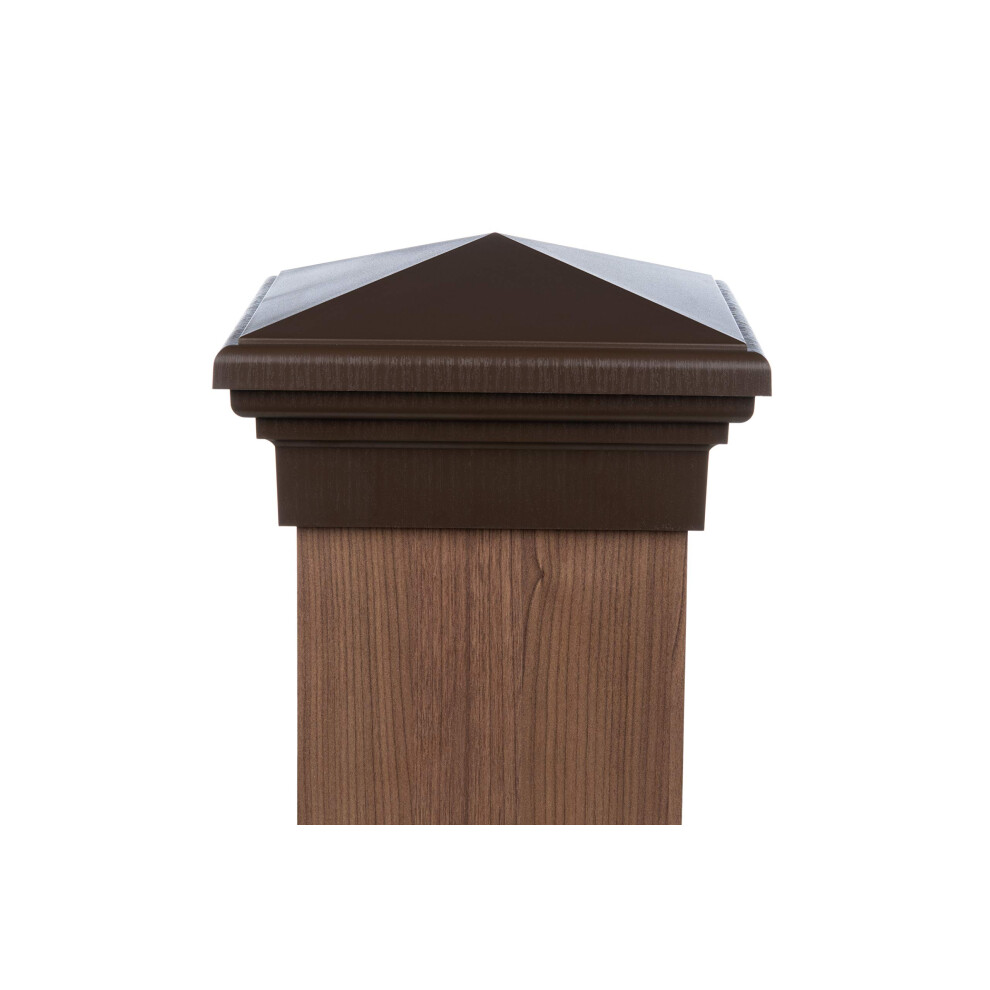 8X8 Post Cap (True 8"""") Brown New England Pyramid Style Square Top For Outdoor Fences Mailboxes & Decks 810090440637