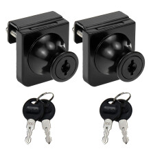 LC LICTOP No Drill Showcase Lock for 0.2-0.3 inch Glass Key Alike - Door to Board Mounting 2 Sets Black Rectangular 1.38 x 1.26 Inch Zinc Alloy Gl