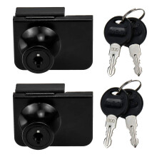 LC LICTOP No Drill Showcase Lock for 0.2-0.3 inch Glass Key Alike - Door to Board Mounting 2 Sets Black Rectangular 1.89 x 1.38 Inch Zinc Alloy Gl