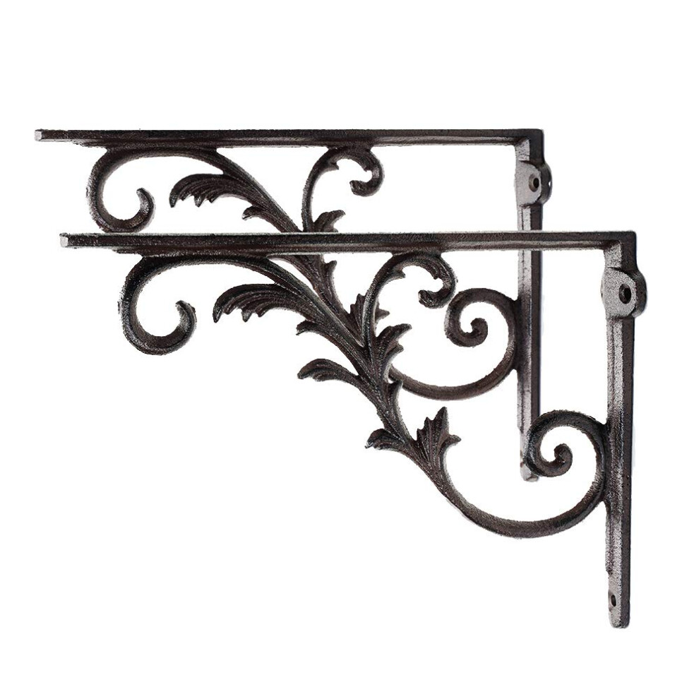 Sungmor Cast Iron Brackets For Shelves 2Pc Rustic Brown 10.3 Inch Width Heavy Duty Strong Iron Shelf Brackets Vintage Decorative Shelving Corbels 6941247904390