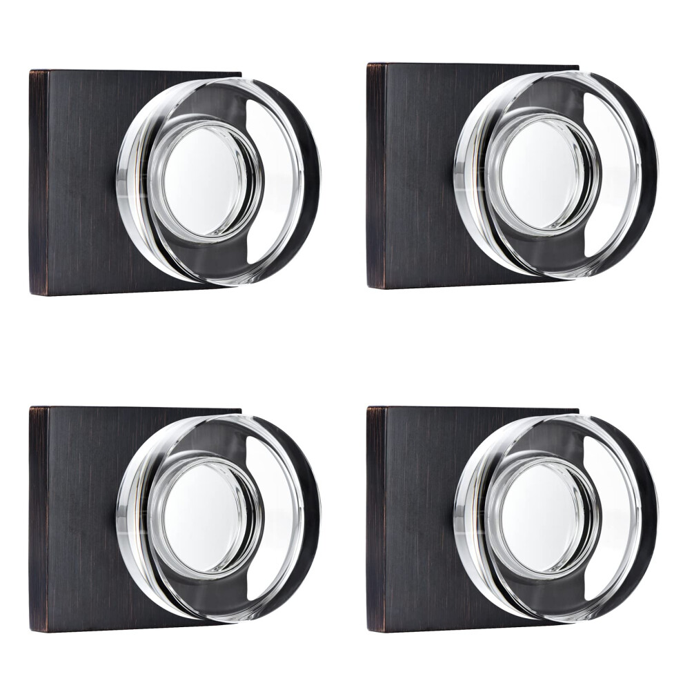 Coolnews 4 Pack Crystal Glass Dummy Door Knobs Non-Turning Dummy Door Knob Oil Rubbed Bronze 653854371880