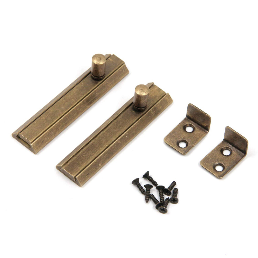 Bitray 2.5"""" Slide Latch Brass Vintage Door Bolt Barrel Bolt Bronze Tone - 2Pcs 778112044143
