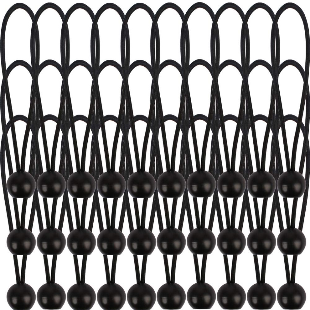Aoprie 30 Pack Bungee Balls 9Inches Black Ball Bungee Heavy Duty Heavyweight Tarp Bungee Cords Weather Resistant Tie Down Strap 4Mm Thickness - For 065782396000